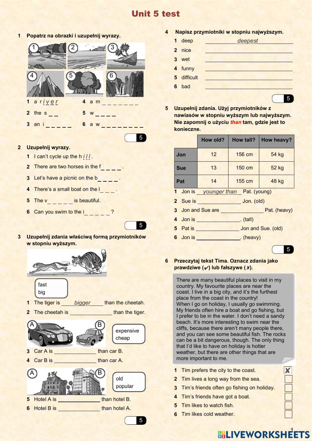 Nature, comparative and superlative adjectives