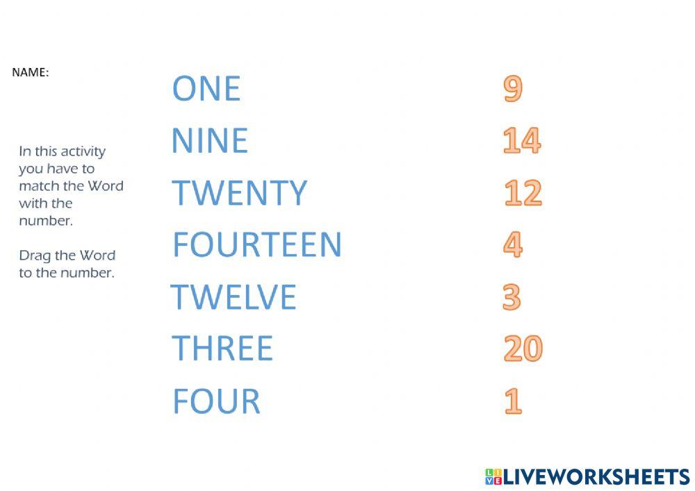 Numbers from 1 to 20