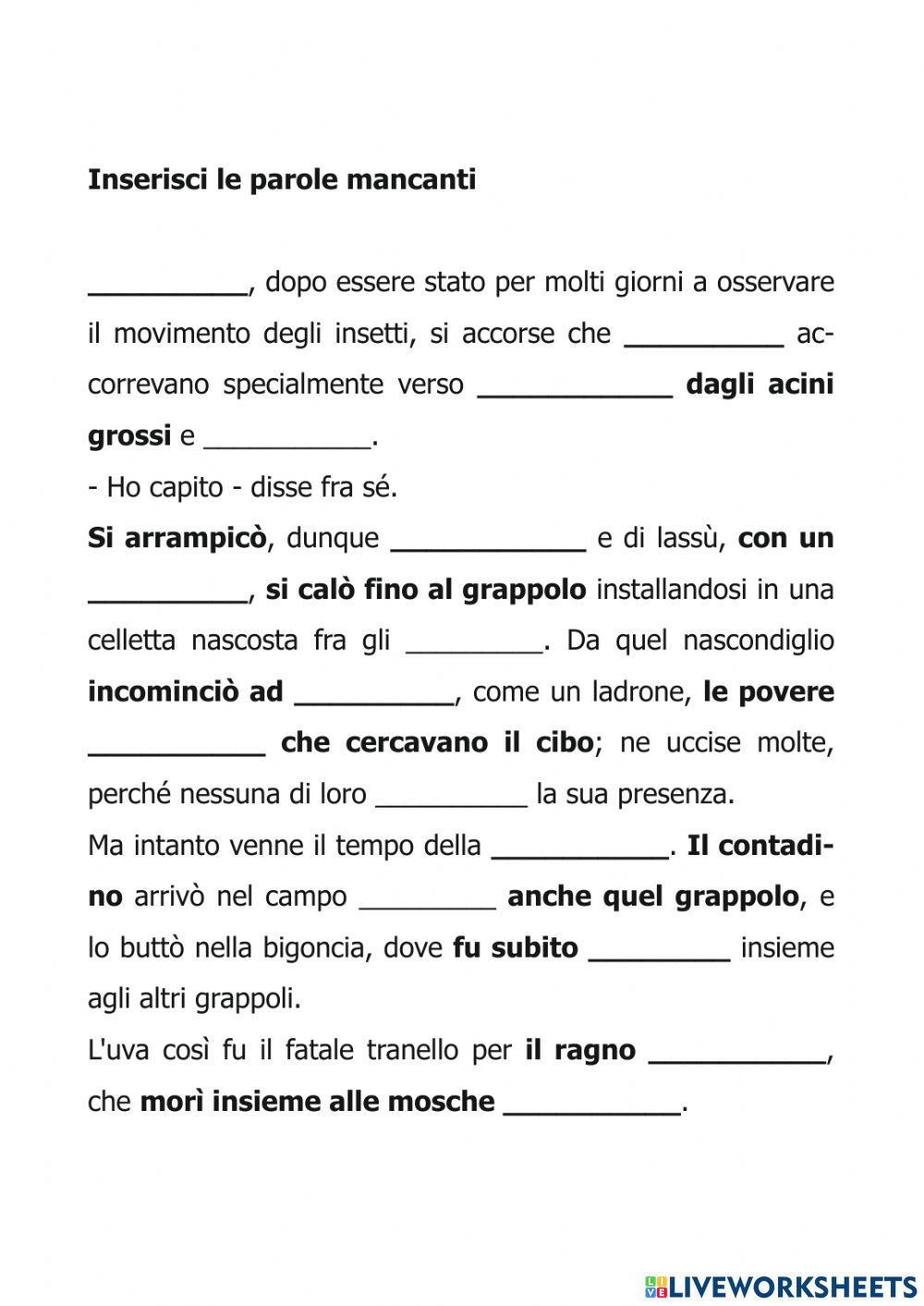 Il ragno e l'uva (Favola di Leonardo Da Vinci)