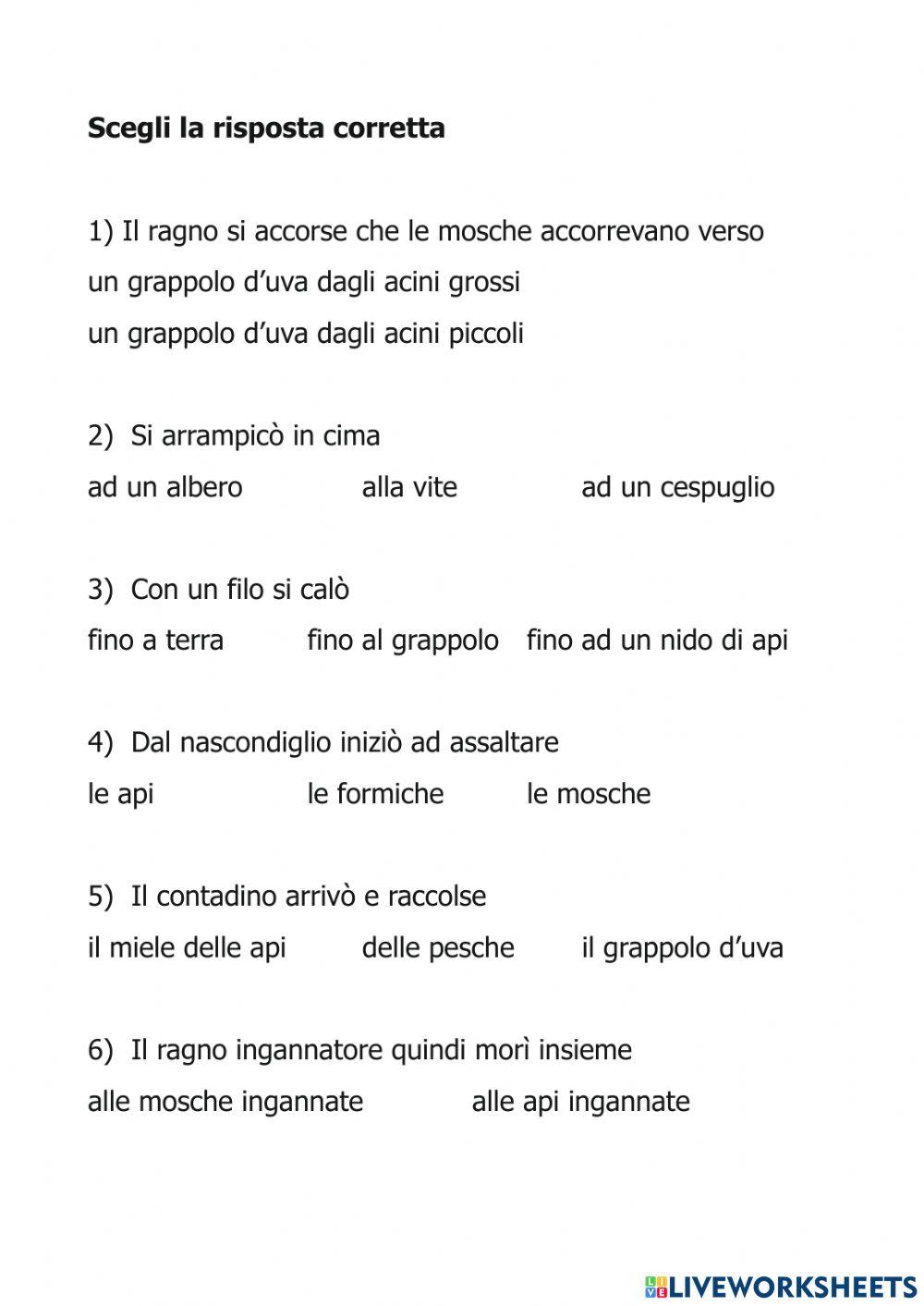 Il ragno e l'uva (Favola di Leonardo Da Vinci)