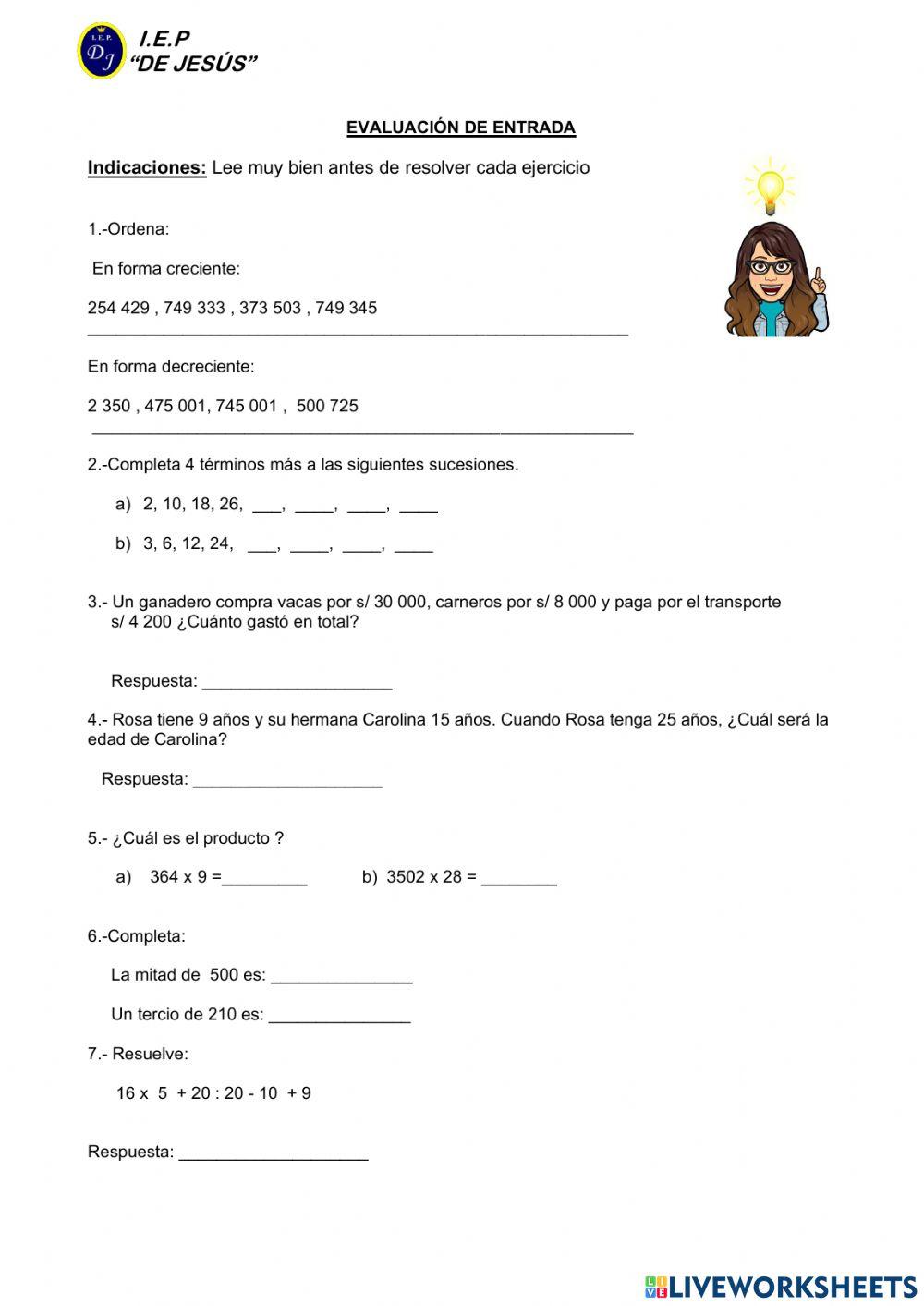 Evaluación de entrada