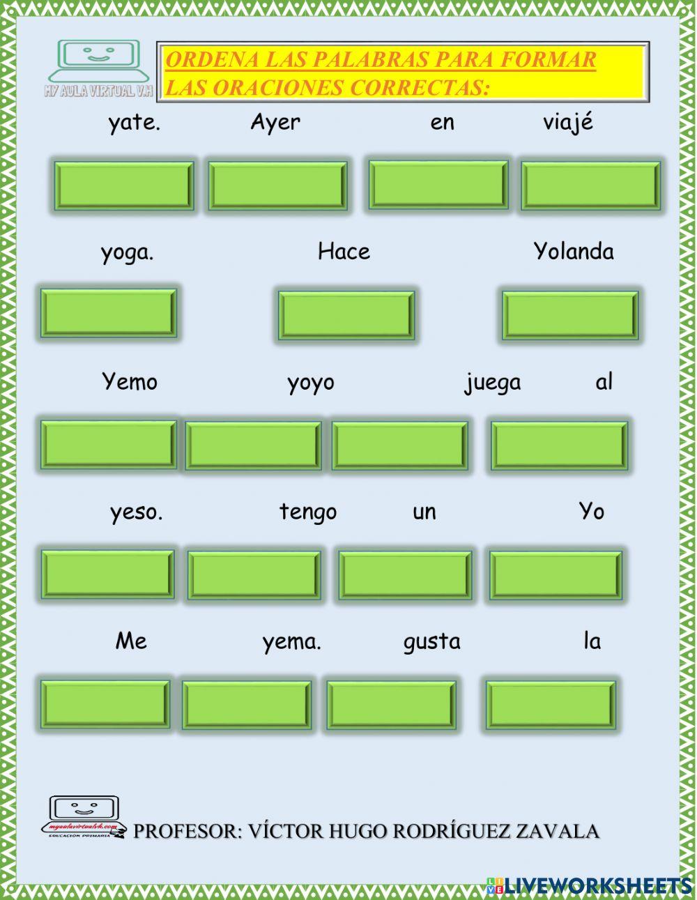 Ordena las oraciones con Y