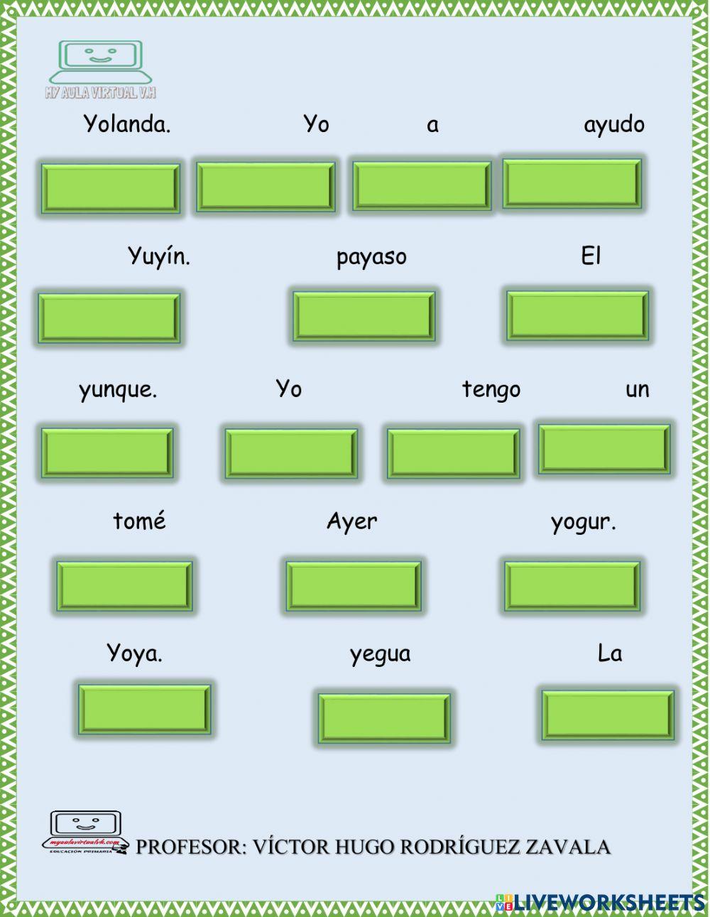 Ordena las oraciones con Y