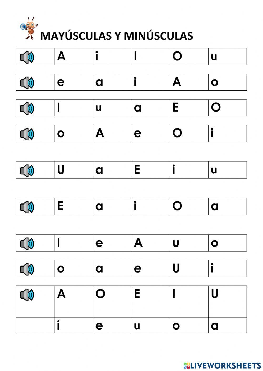 Vocales mayúsculas y minúsculas