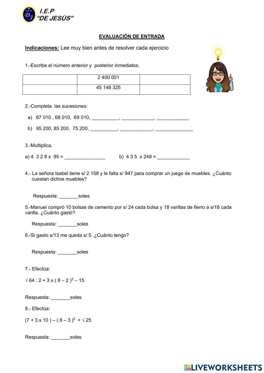 Evaluación de entrada