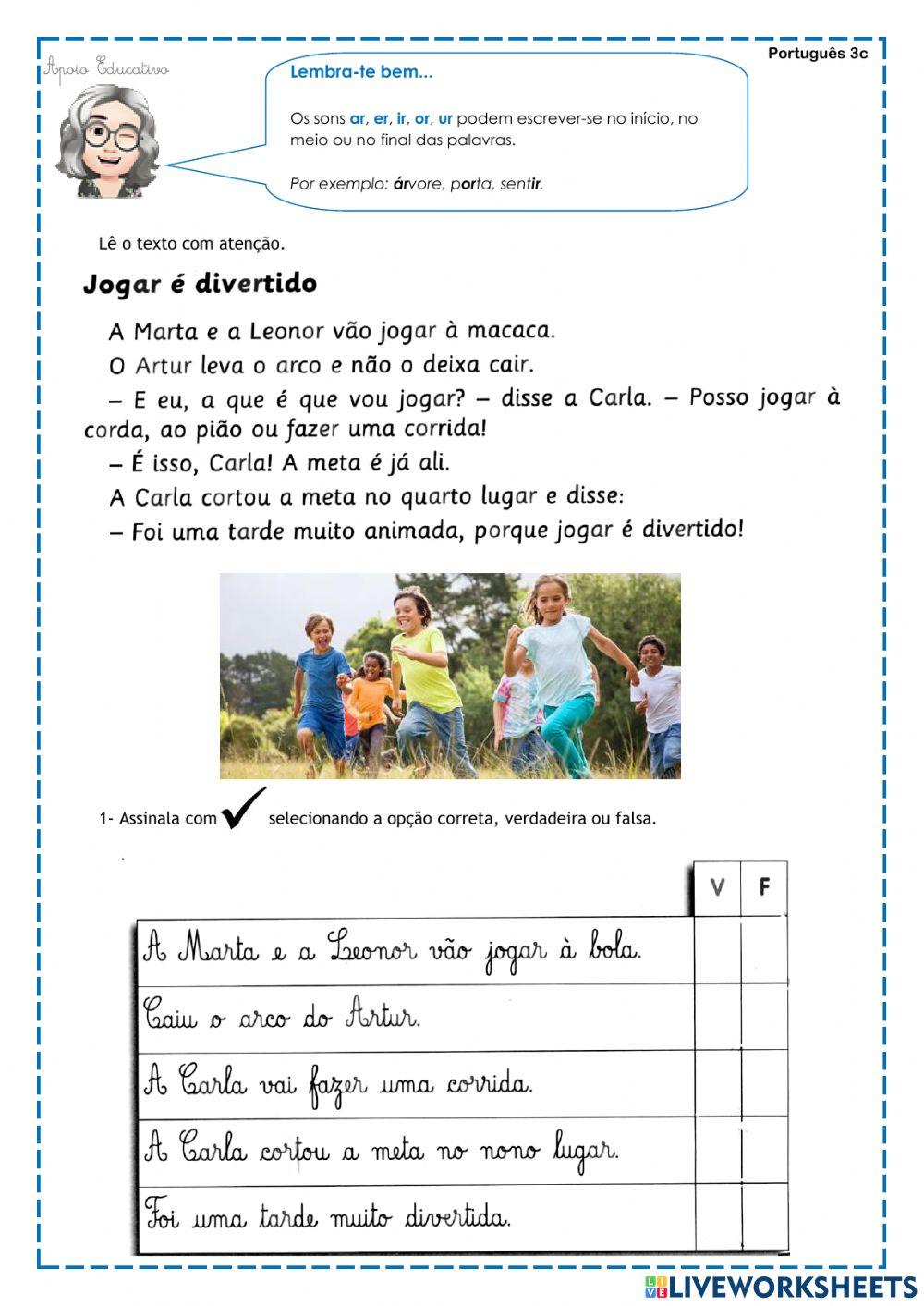 O caso ar, er, ir, or, ur