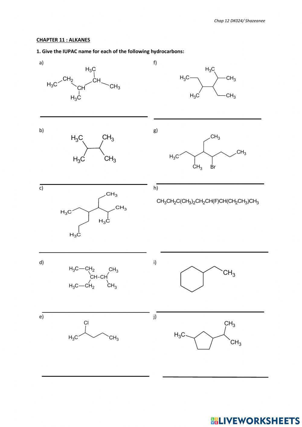 IUPAC Nomenclature of Alkanes-Part A