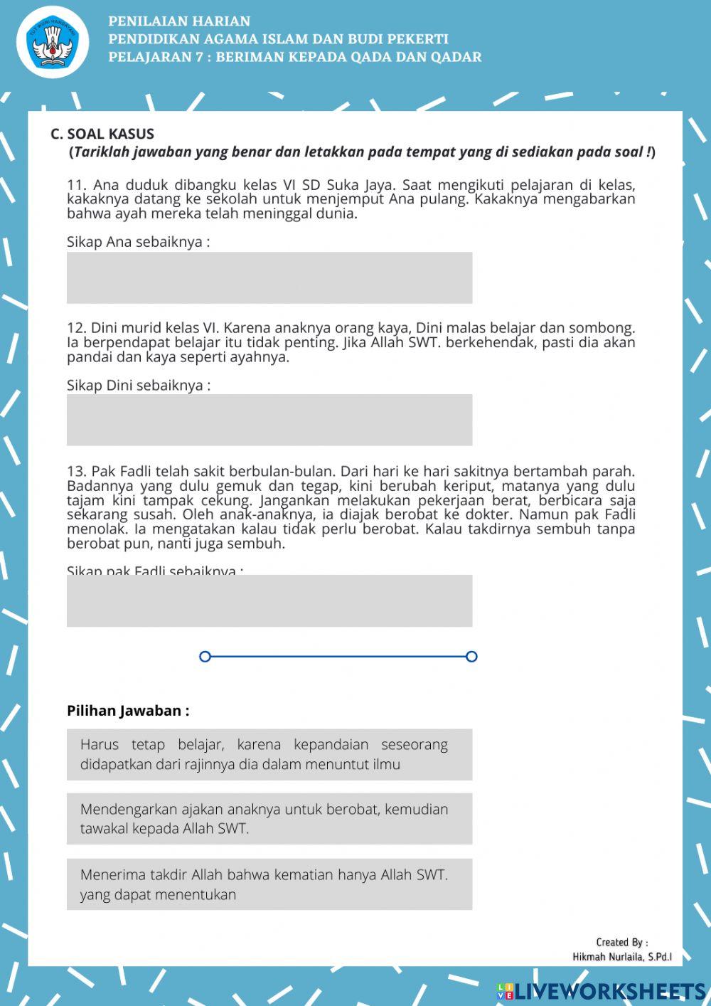 Pelajaran 7 - qada dan qadar (kelas 6)