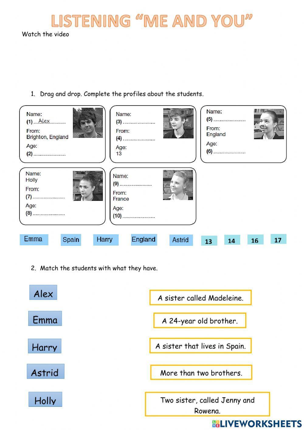Listening test -Me and you-