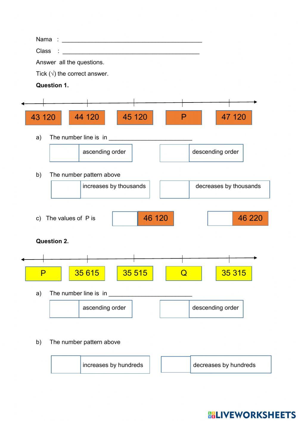 Number Patterns Year 4 online exercise for Live Worksheets Number Patterns Year 4 online exercise for Live Worksheets
