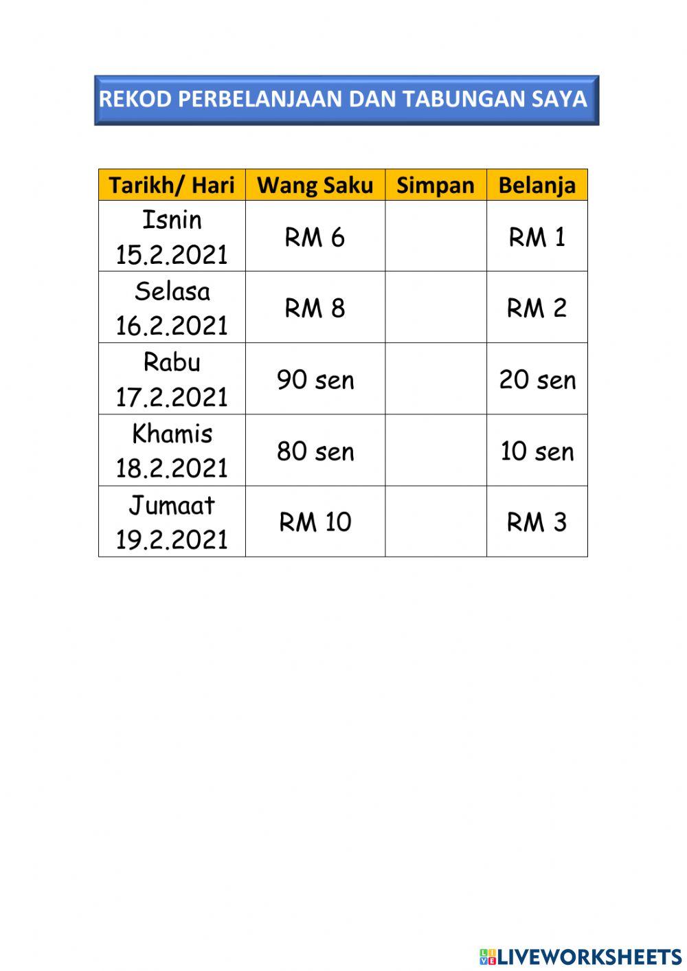 Transisi Tahun 1: Tabung Saya