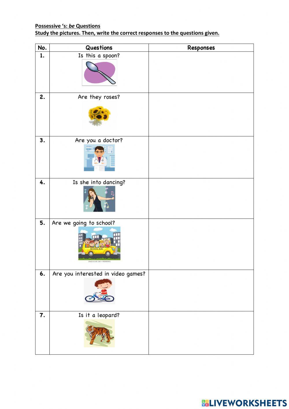 Possessive 's: be questions