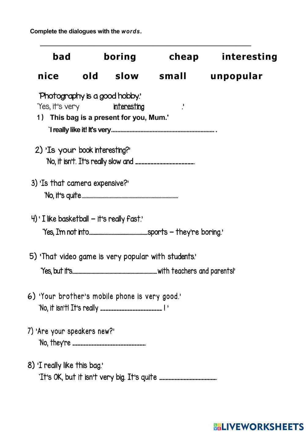 Starter Unit -basic adjectives