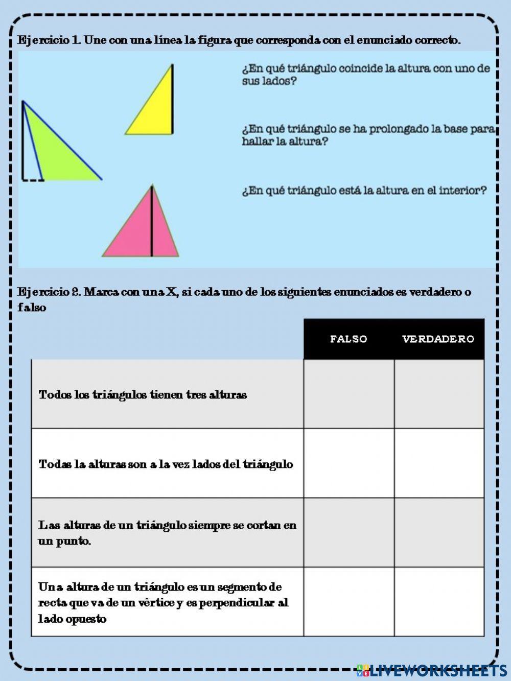 Alturas de triángulos