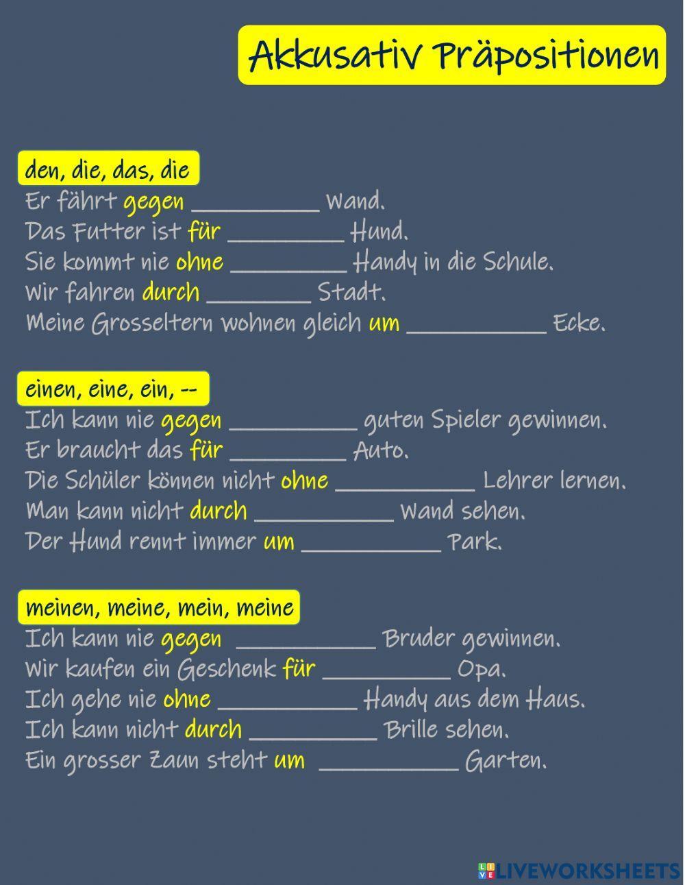 Akkusativ Präpositionen