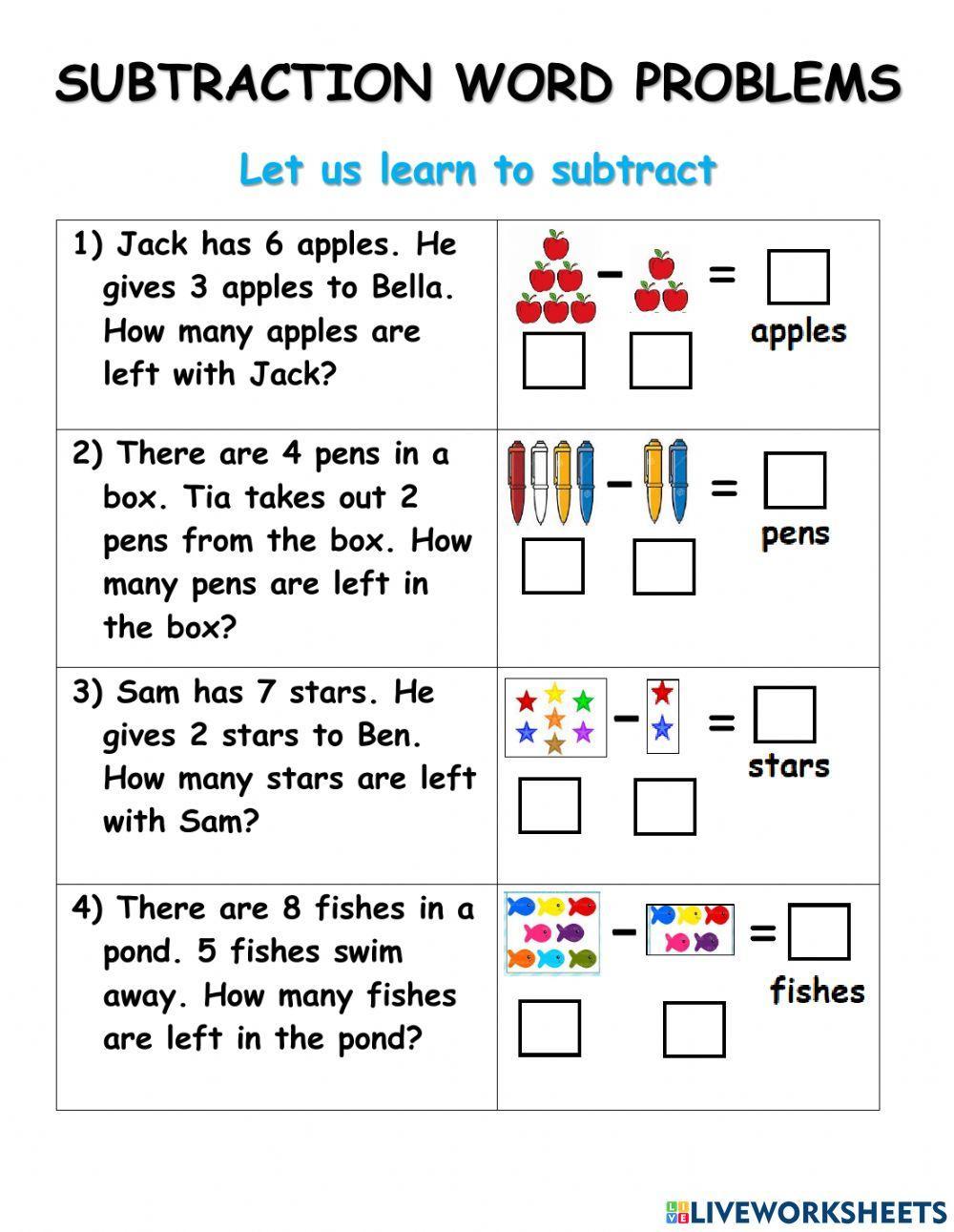 Subtraction Word Problems