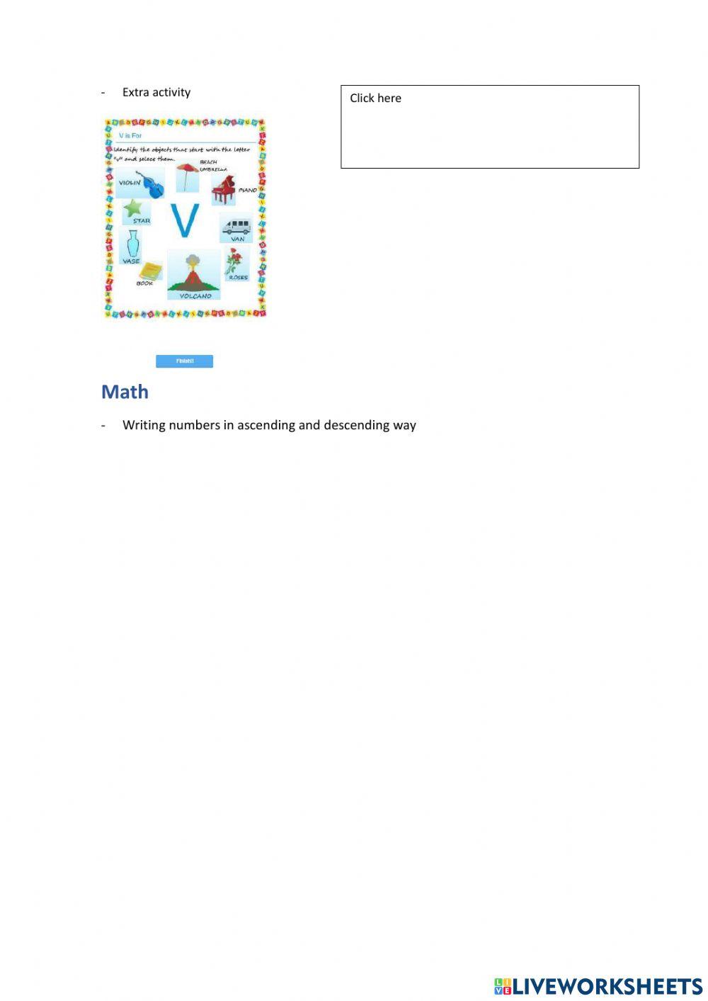 Weekly activities - Preparatory - week 37