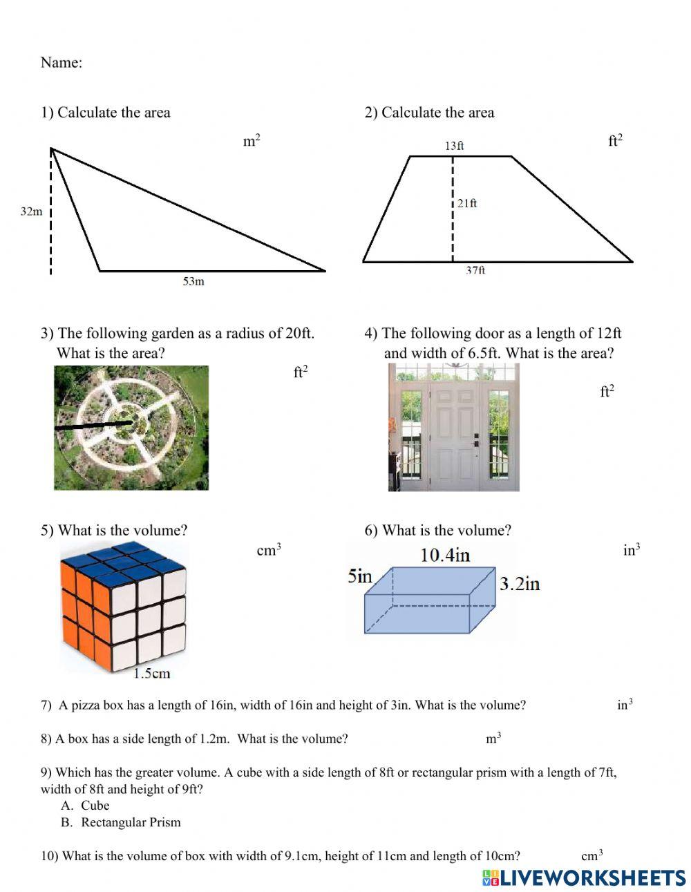 Area and Volume Area and Volume
