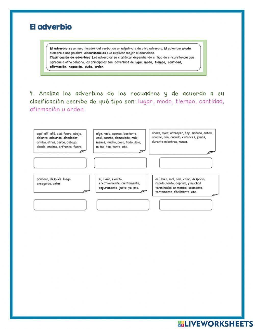 Adjetivos, adverbios y frases adverbiales