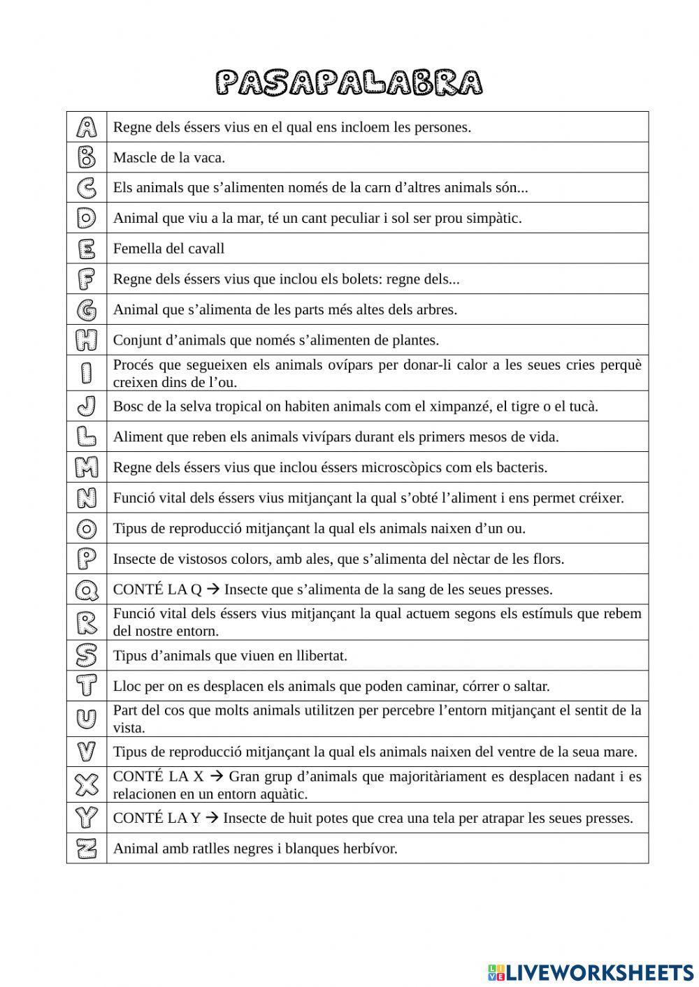 Els animals - Les funcions vitals, 3r d'EP