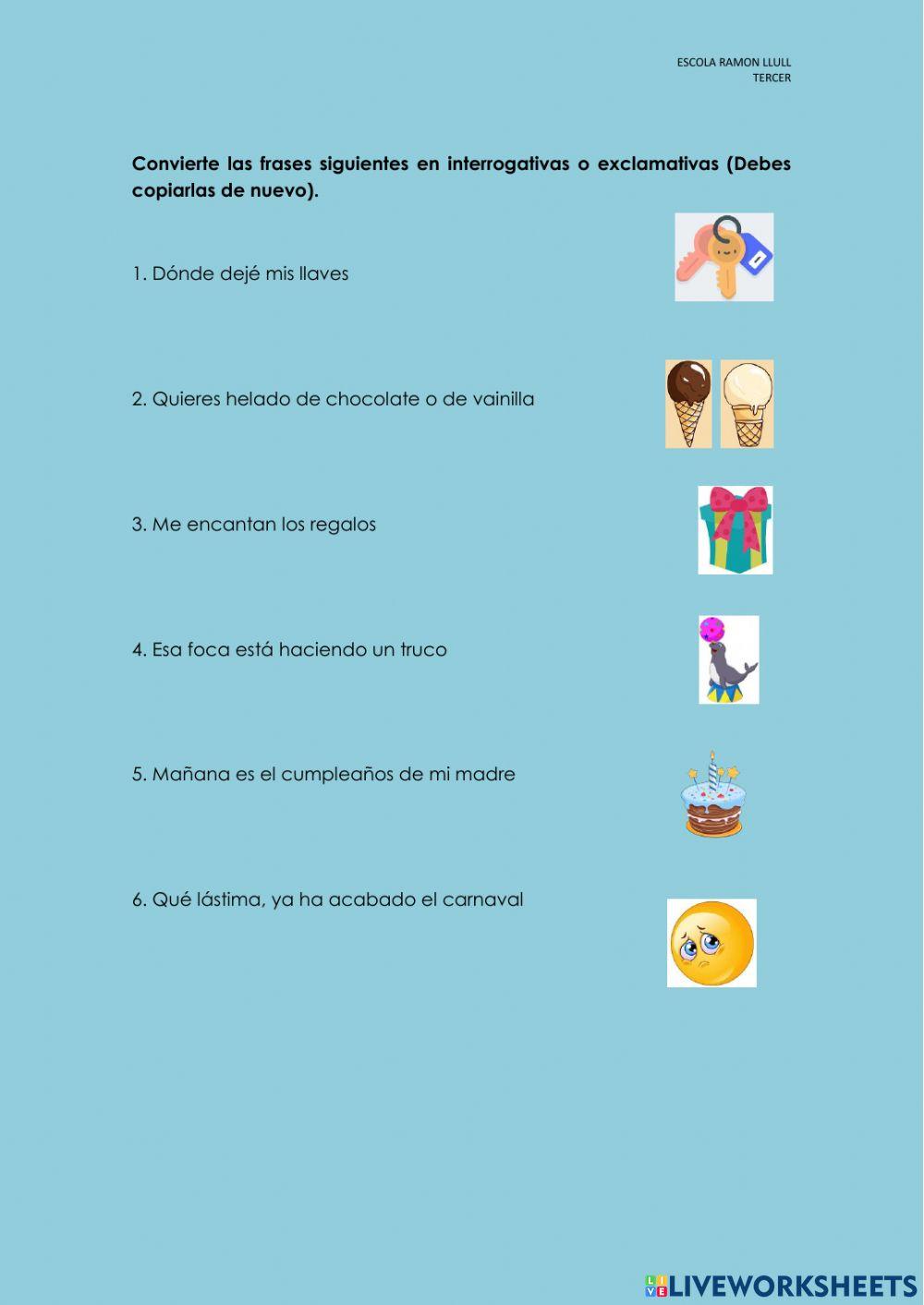 Frases interrogativas y exclamativas