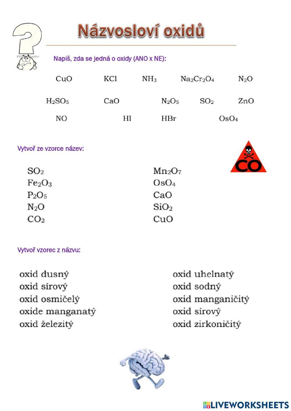 Oxidy - názvosloví