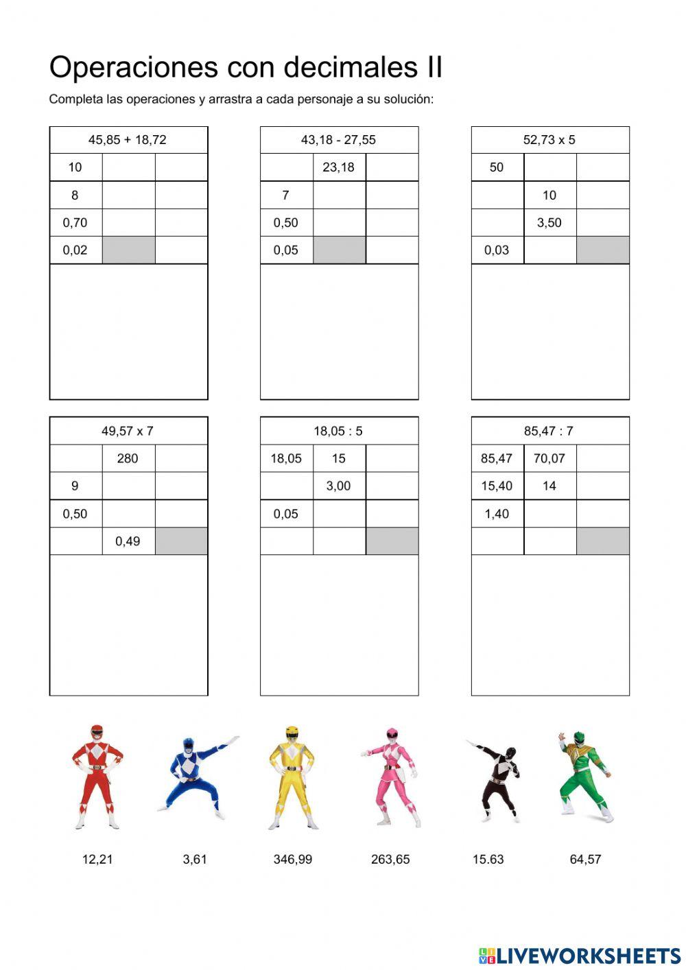 Operaciones ABN con decimales II