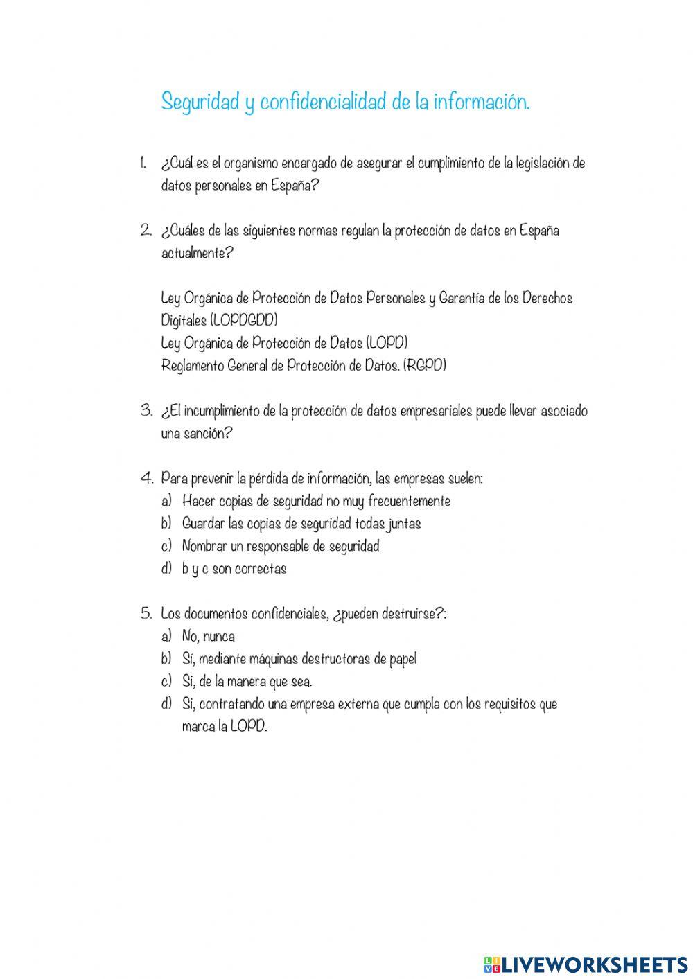 Seguridad y confidencialidad de la información