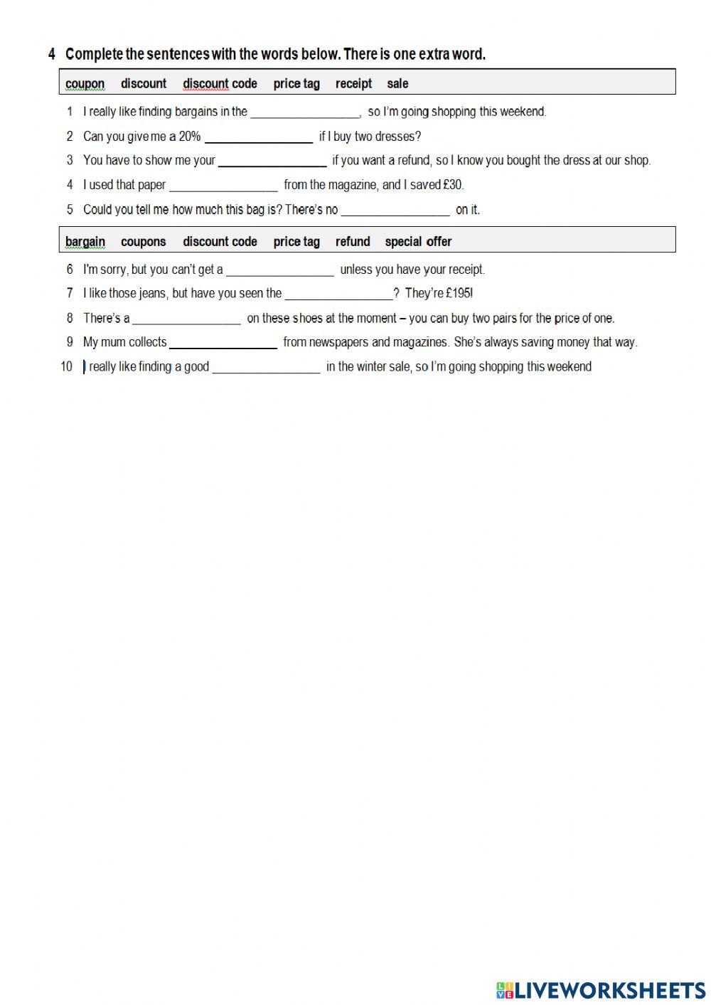 Short vocabulary test Unit 7