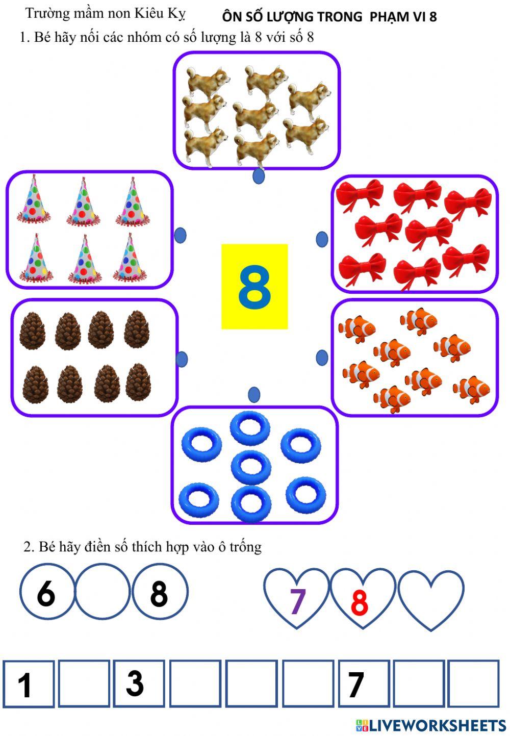 Ôn số lượng trong phạm vi 8
