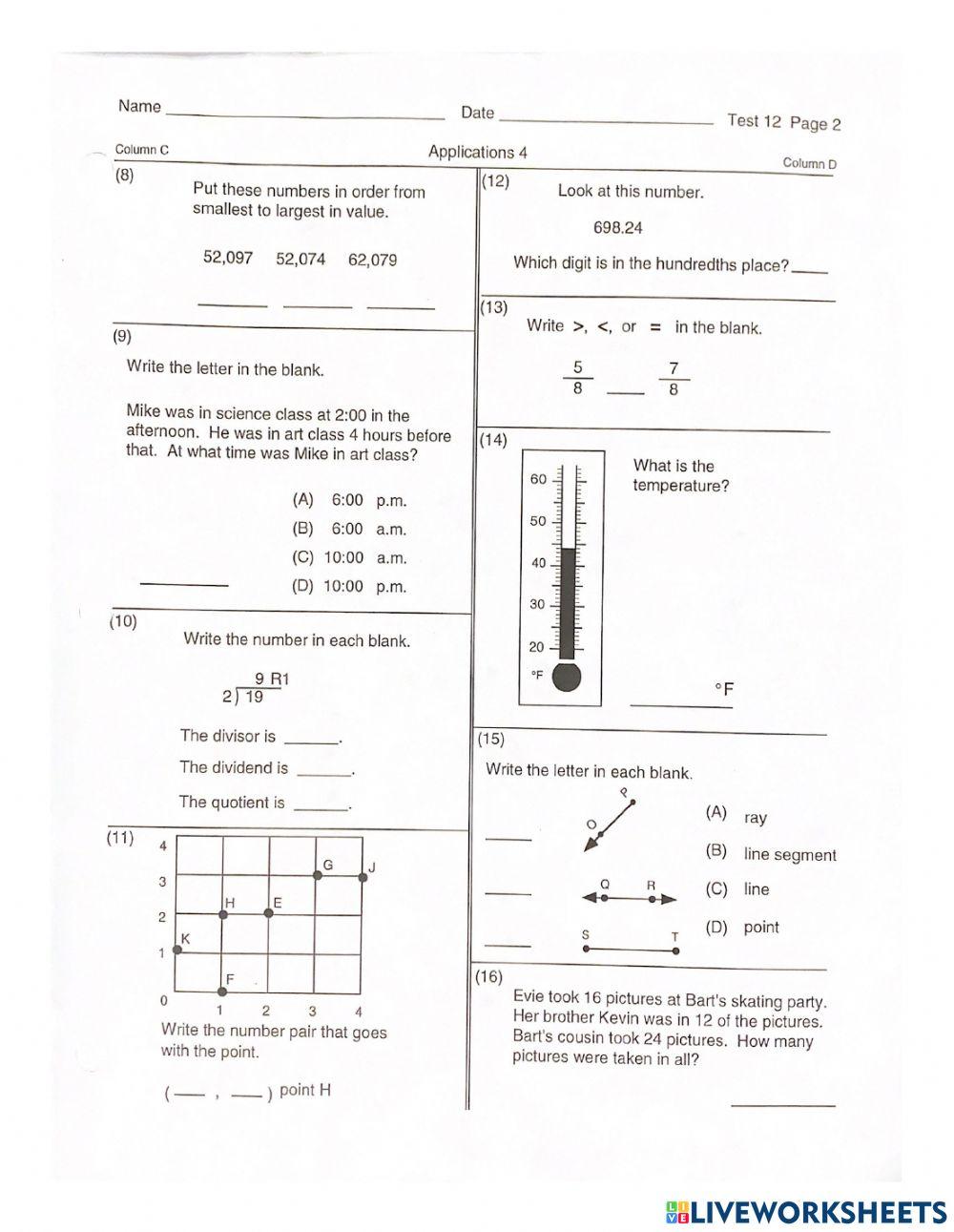 Math Probe 12 | Free Interactive Worksheets | 6432652