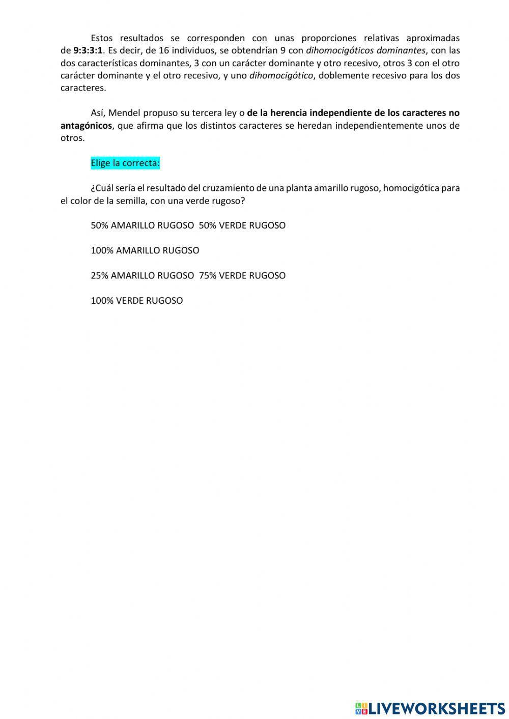 Conceptos de genética y LEYES DE MENDEL