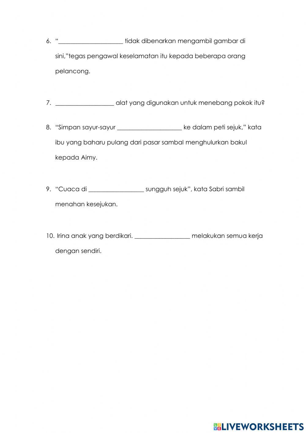 Latihan kata ganti nama diri