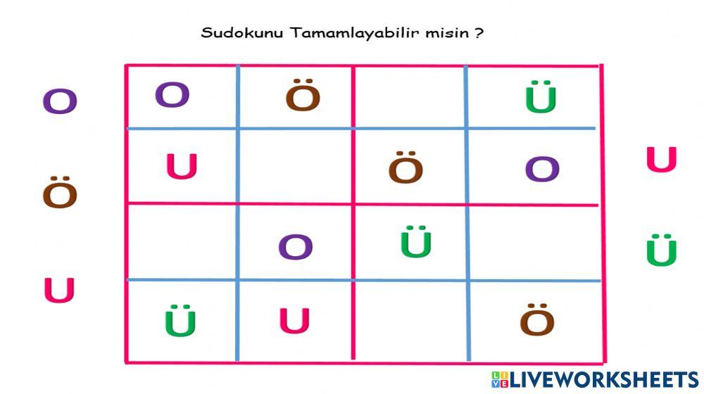 Sesli Harfler Sudoku 2