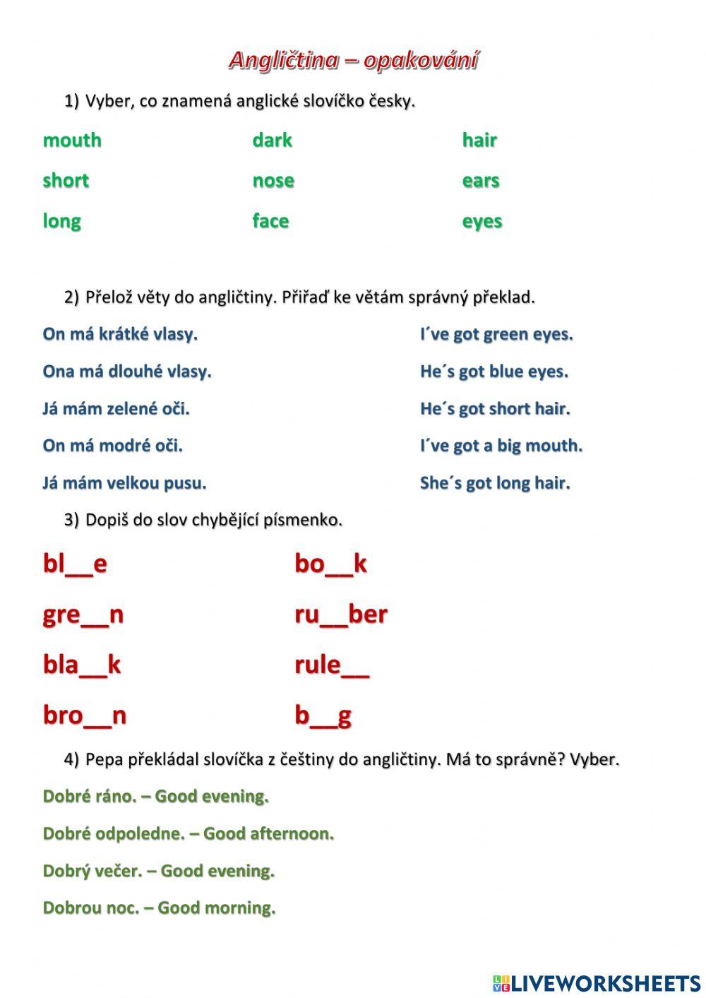 Angličtina - opakování