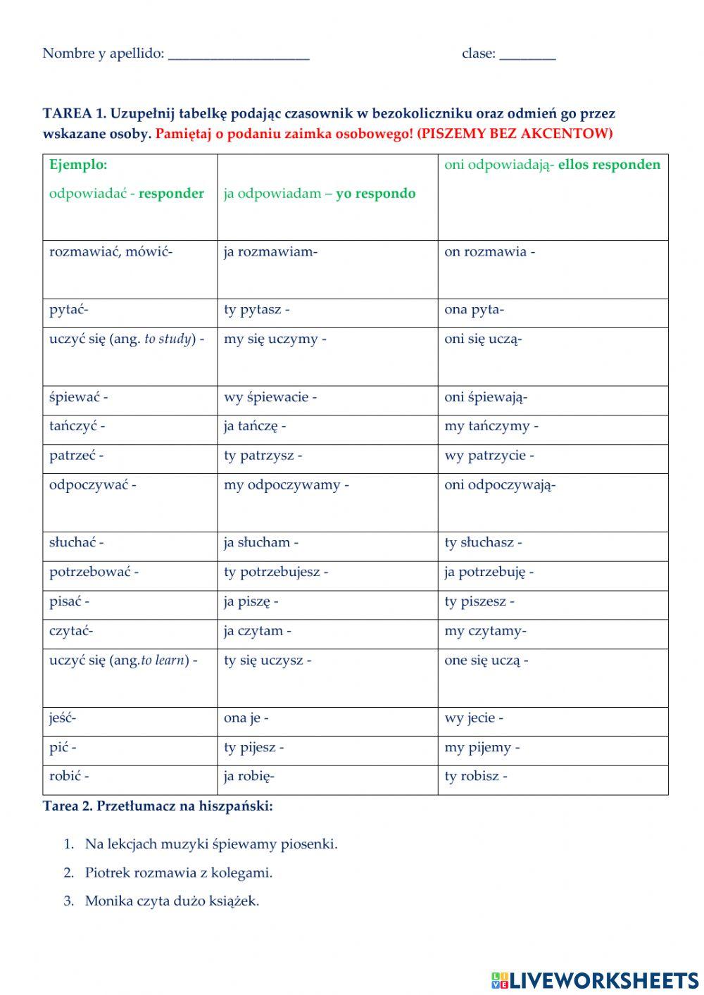 Test verbos regulares