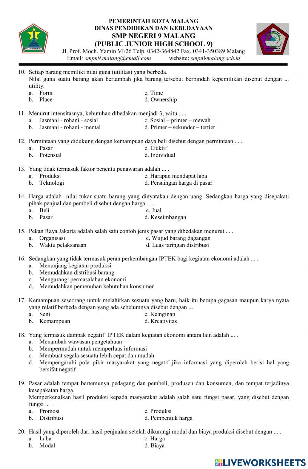 Latihan pts genap kelas 7 (ips)