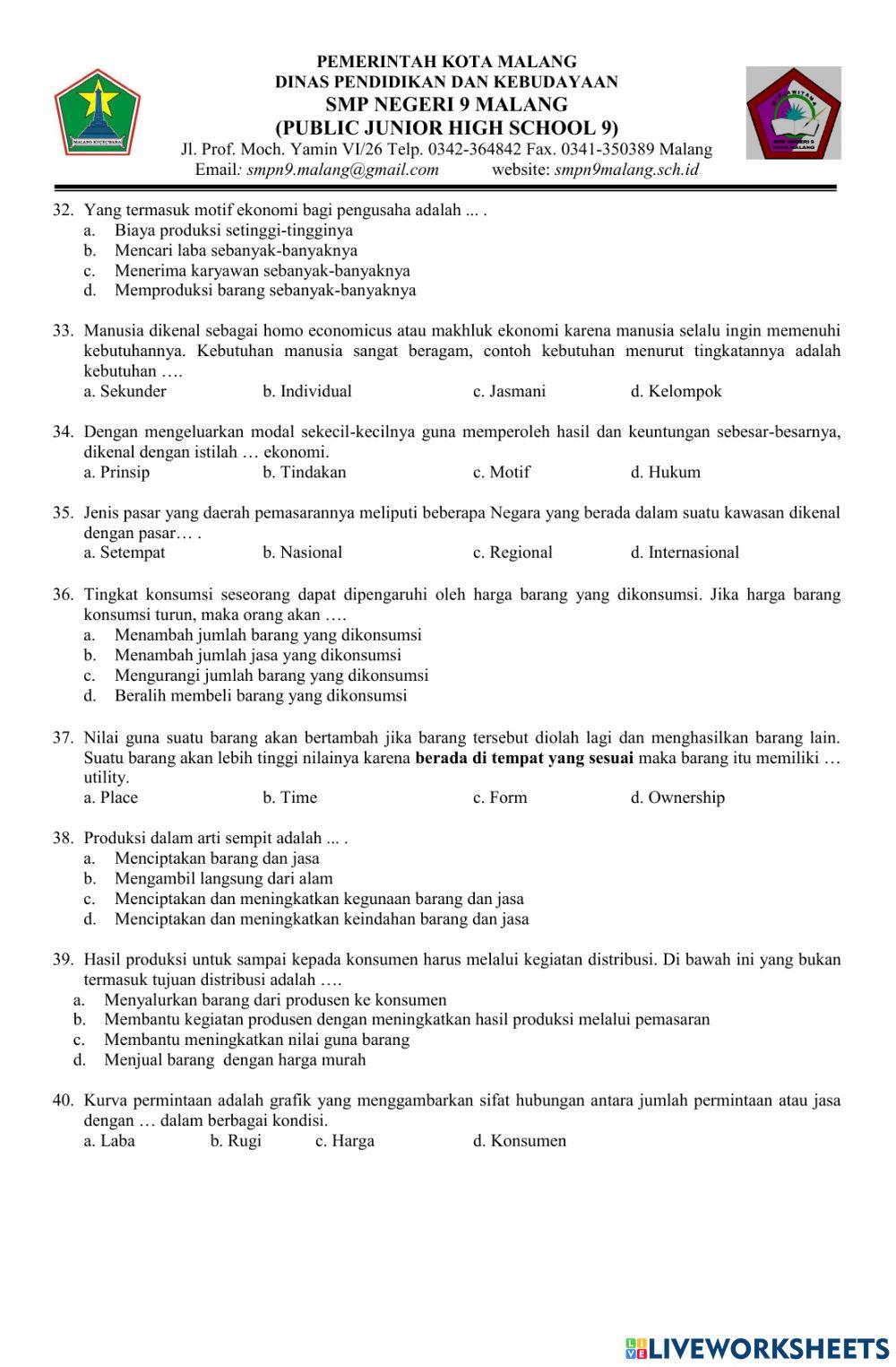 Latihan pts genap kelas 7 (ips)