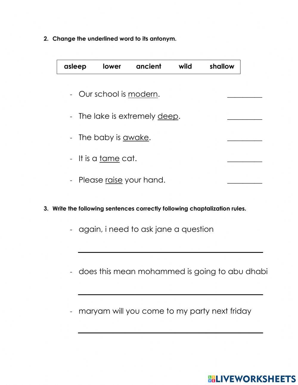 English Exam (GROUP2) - Language Skills