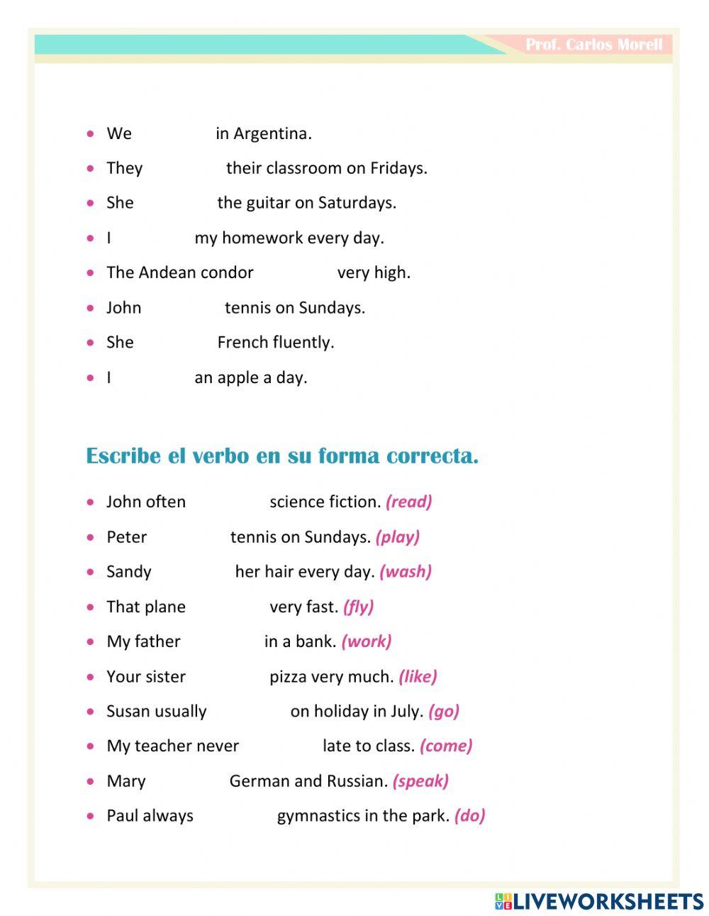 El presente simple - forma afirmativa