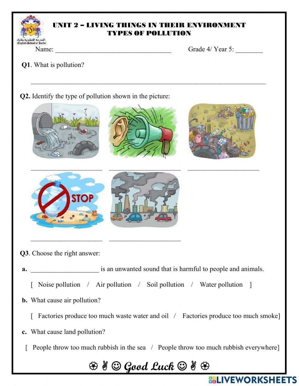 Water Pollution For Kids Worksheets