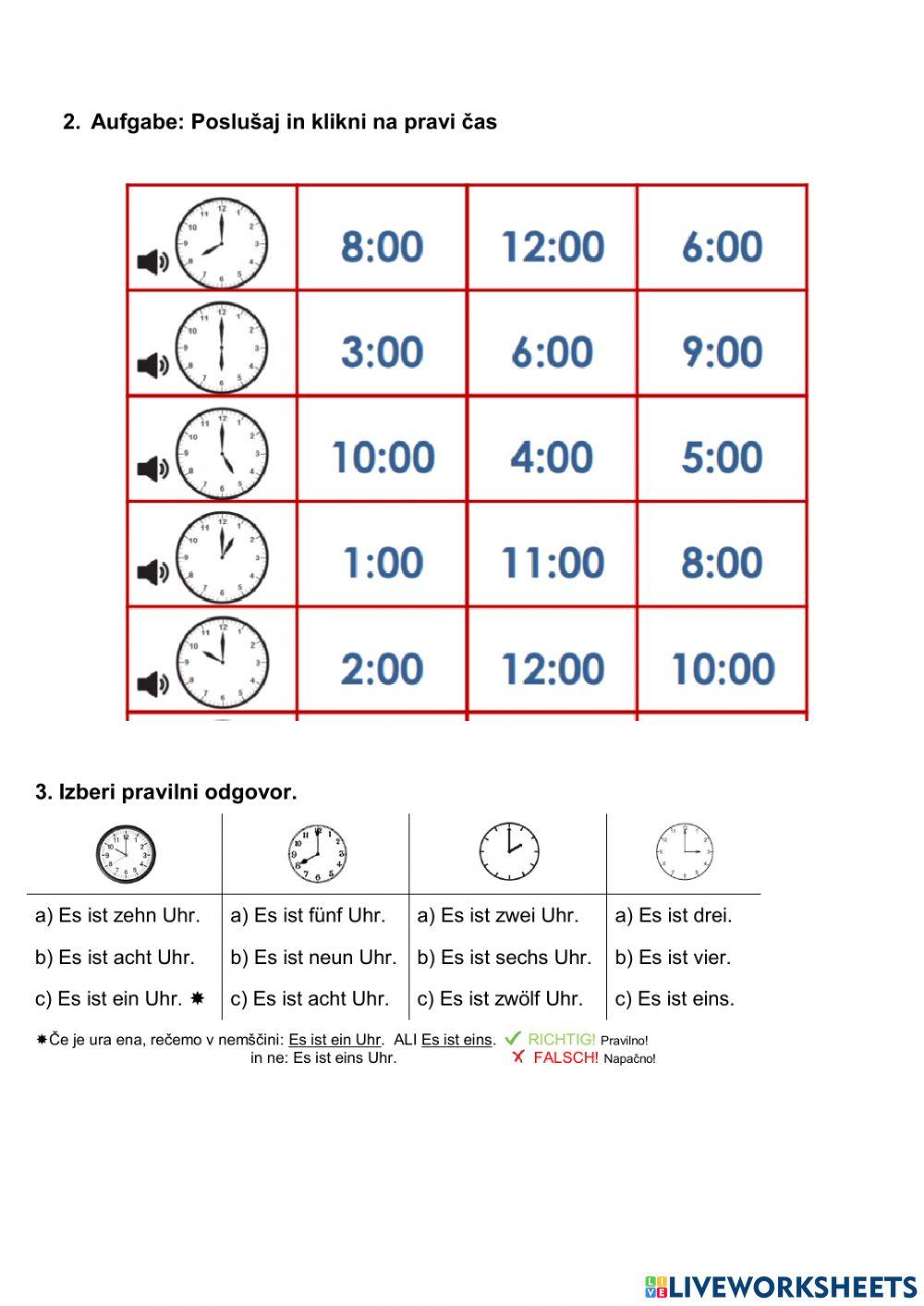 Wieviel Uhr ist es? 3. Klasse