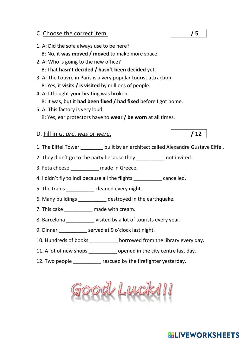 C' Grammar Quiz - Passive Voice