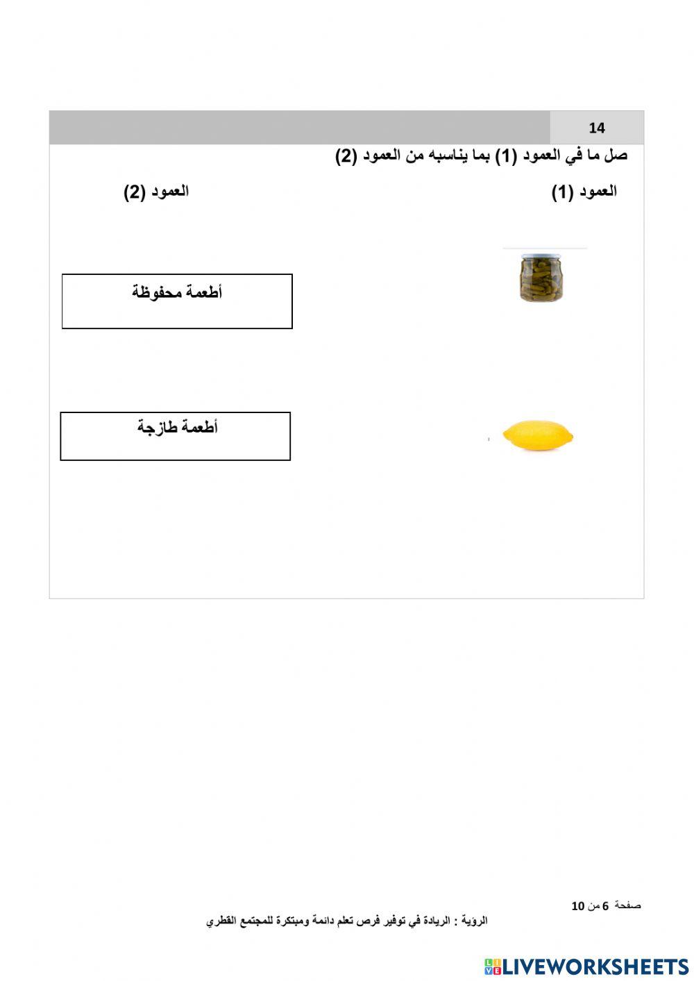 مراجعة شاملة للوحدة الرابعة (الطعام الطازج