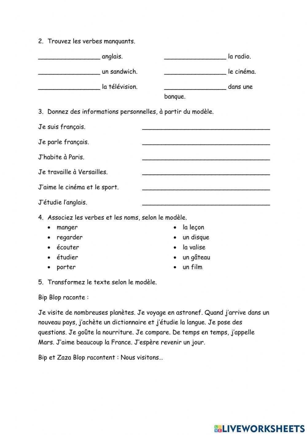 Présent de l'indicatif 1 - Verbes en -ER