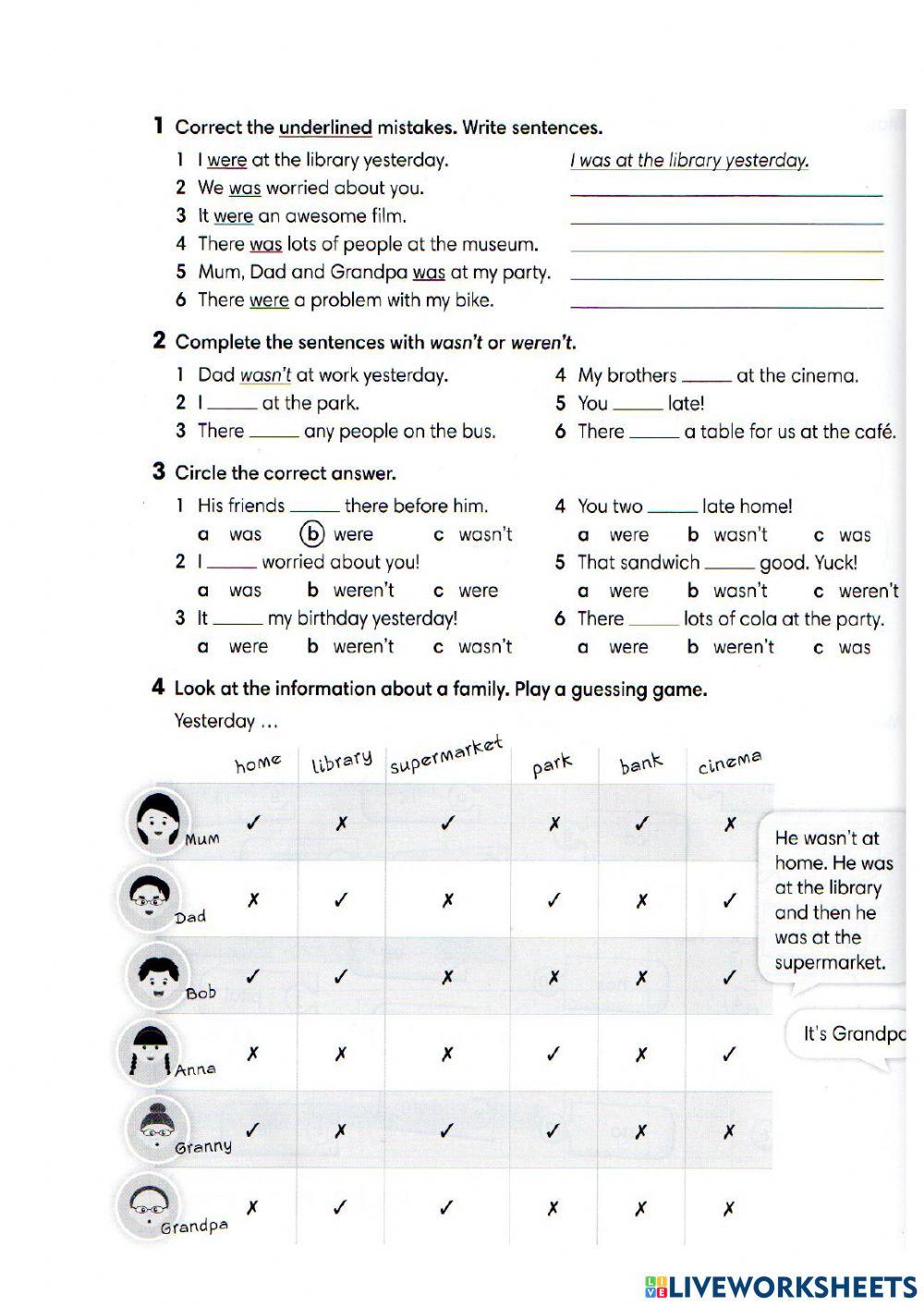 Was or were? 739906 | Agnieszka Tryba | Live Worksheets