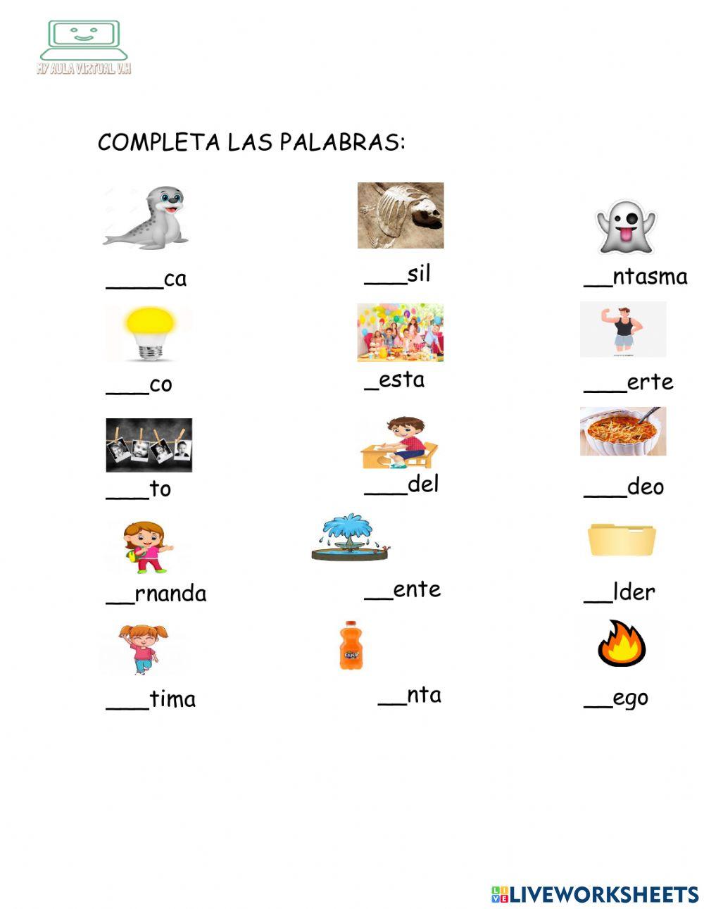 Coloca la sílaba correcta