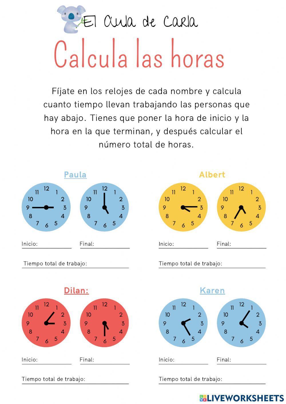 Calcula las horas