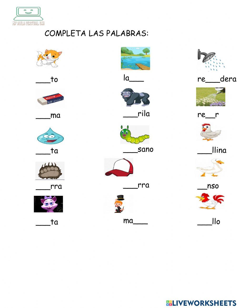 Coloca la sílaba correcta