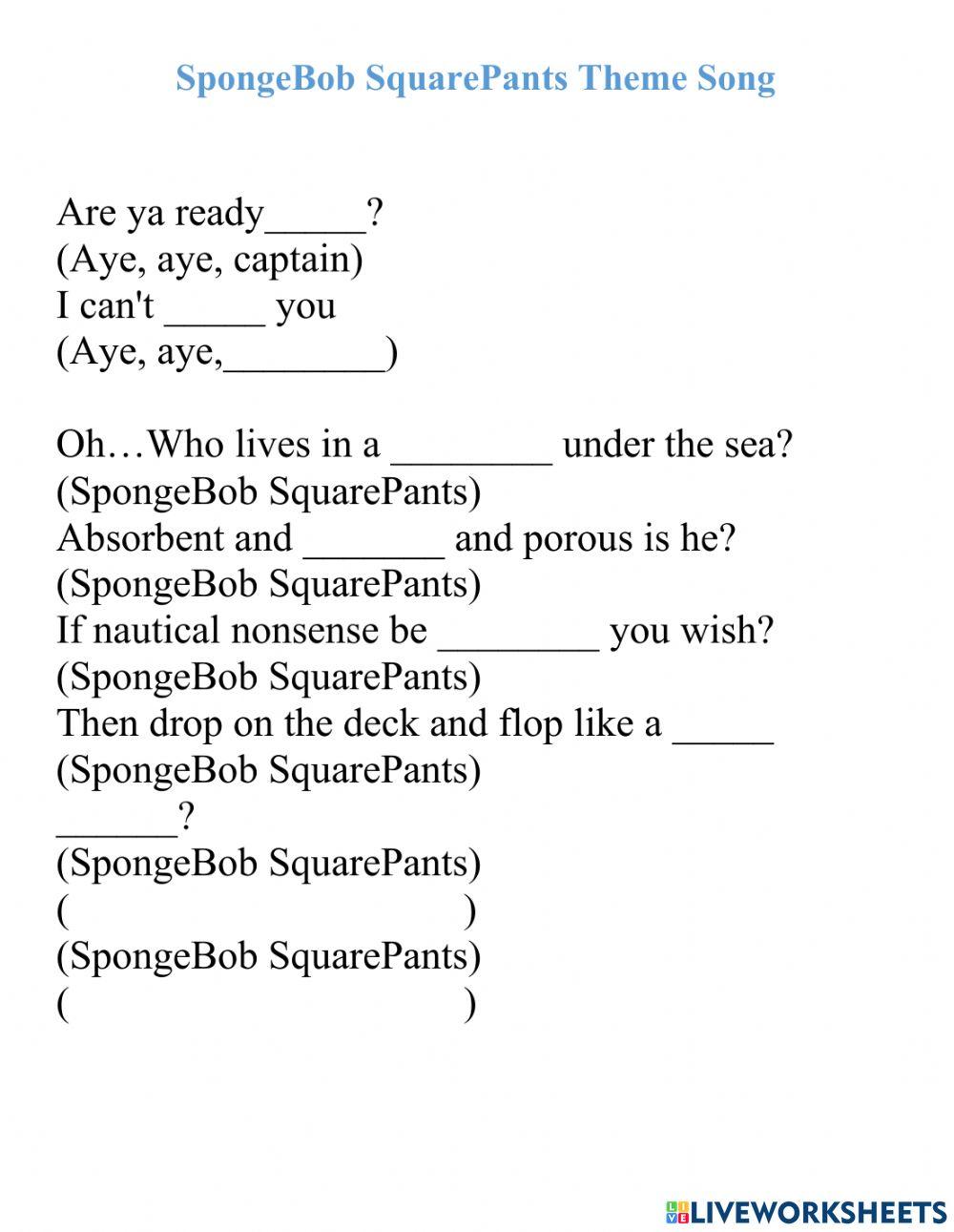 SpongeBob SquarePants – SpongeBob SquarePants Theme Song Lyrics